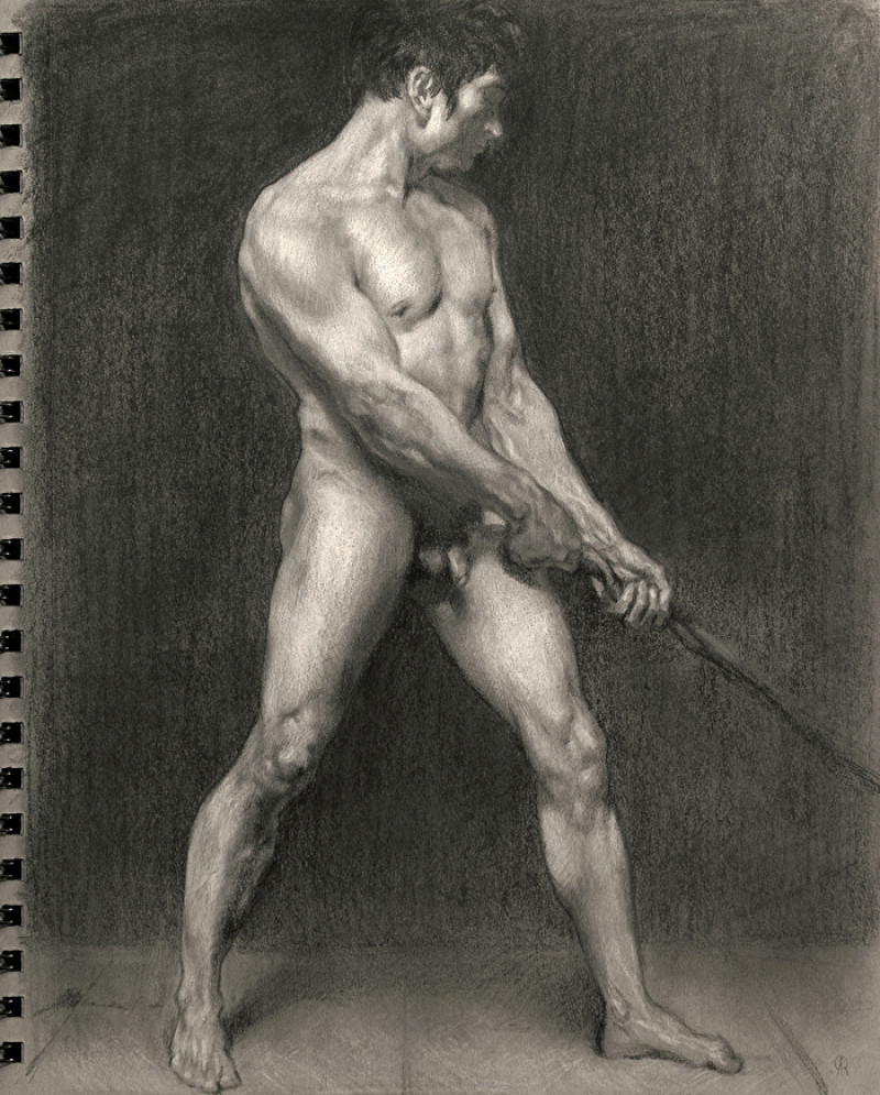 Tonal Study on Unknown artist (possibly Théodore Géricault): Nude Man