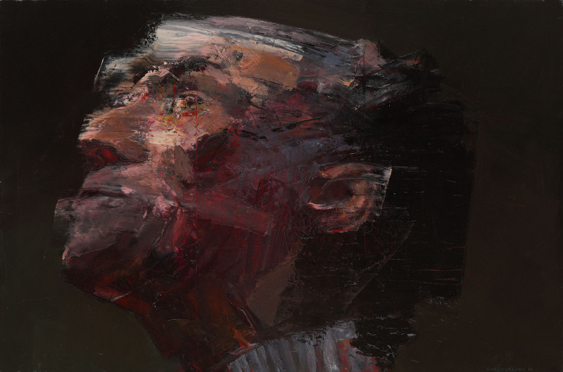 painting Portrait on dark surface