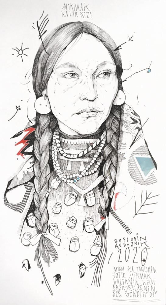 painting Женщина из индейского племени Микмак