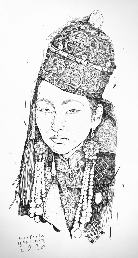 painting Монгольская девушка
