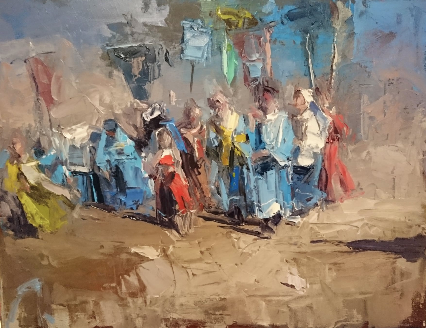 painting Religious procession in the village