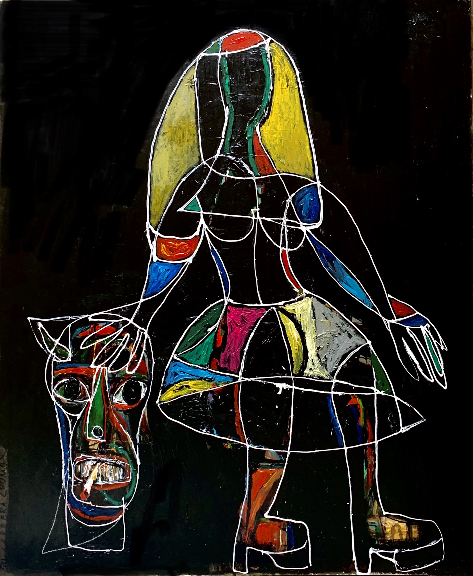 painting Девочка, играющая с головой Пикассо